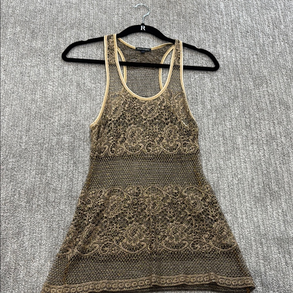 Elegant Gold Lace Tank Top